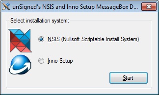 MessageBoxDesigner - Select NSIS or Inno Setup